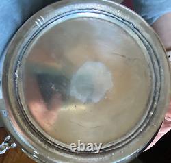Antique Large Silver Plate Tilting Tea Kettle Stand Burner late 1800 Milk Glass