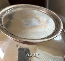 Antique Large Silver Plate Tilting Tea Kettle Stand Burner late 1800 Milk Glass