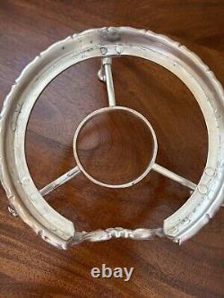 Antique Large Silver Plate Tilting Tea Kettle Stand Burner late 1800 Milk Glass