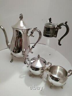 Antique Leonard Silver Plate Tea Set Creamer & Sugar Bowl Tea Pot Water Pitcher