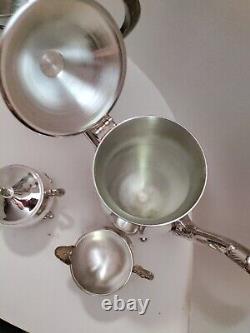 Antique Leonard Silver Plate Tea Set Creamer & Sugar Bowl Tea Pot Water Pitcher