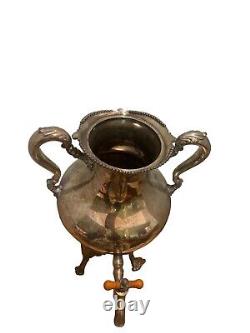 Antique MERIDEN B Mark 2027 SILVER PLATE SAMOVAR URN TEA COFFEE dispenser W Dent