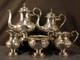 Antique Manhattan Floral Repousse Silver Coffee Tea Pot Set Service Engraved 5pc