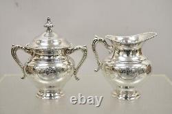 Antique Manhattan Silver Plate Co Silver Plated Tea Serving Set 4pc Set