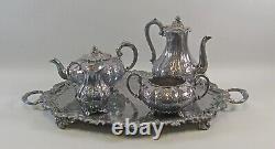 Antique Martin Hall Silver Plate MELON 5pc Tea Set with Johnson, Durban S/P Tray