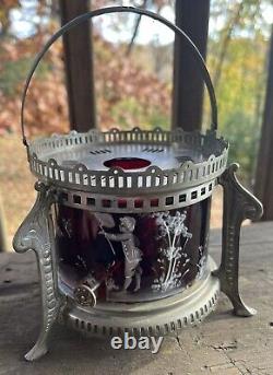 Antique Mary Gregory Cranberry Glass Tea Warmer