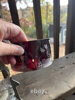 Antique Mary Gregory Cranberry Glass Tea Warmer