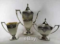 Antique Masonic Eye 150th Anniversary ADORATION Silver Plate Tea Set Lodge 36