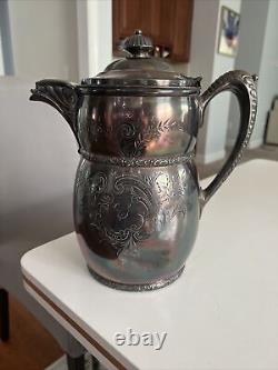 Antique Meriden B. Company Silver Plate Tea & Coffee Pot 1868 June 276