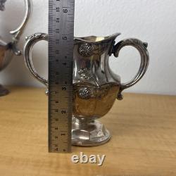 Antique Meriden B. Company Silverplate Tea Set Creamer, Sugar, Teapots 2054