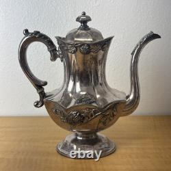 Antique Meriden B. Company Silverplate Tea Set Creamer, Sugar, Teapots 2054