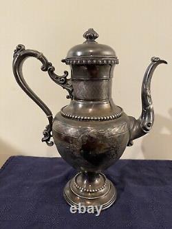 Antique Meriden Britannia Silver Company Silverplate 5 Piece Coffee and Tea Set