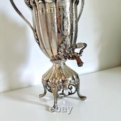 Antique Meriden Britannia Silver Plate Samovar Urn Monogram R Tea Pot