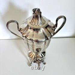 Antique Meriden Britannia Silver Plate Samovar Urn Monogram R Tea Pot