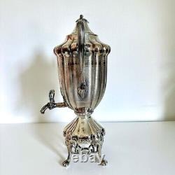 Antique Meriden Britannia Silver Plate Samovar Urn Monogram R Tea Pot