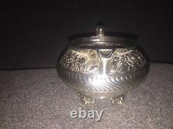 Antique Meriden&Co. 5 pc Quad Plate Silver Tea service 1850 1900 Great Shape