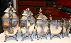 Antique Meridian Britannia 5 Pcs Coffee &Tea Set Victorian Figural Late 1898