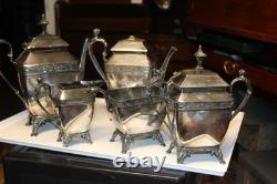 Antique Meridian Britannia 5 Pcs Coffee &Tea Set Victorian Figural Late 1898