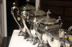 Antique Meridian Britannia 5 Pcs Coffee &Tea Set Victorian Figural Late 1898