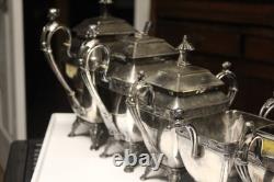 Antique Meridian Britannia 5 Pcs Coffee &Tea Set Victorian Figural Late 1898