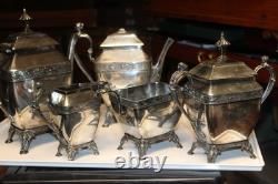Antique Meridian Britannia 5 Pcs Coffee &Tea Set Victorian Figural Late 1898