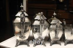 Antique Meridian Britannia 5 Pcs Coffee &Tea Set Victorian Figural Late 1898