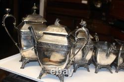 Antique Meridian Britannia 5 Pcs Coffee &Tea Set Victorian Figural Late 1898