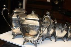 Antique Meridian Britannia 5 Pcs Coffee &Tea Set Victorian Figural Late 1898