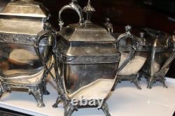 Antique Meridian Britannia 5 Pcs Coffee &Tea Set Victorian Figural Late 1898