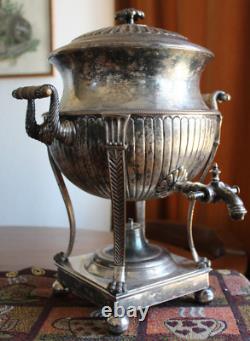 Antique Old Sheffield Plate Silver Plate Samovar Coffee Tea Hot Water Urn
