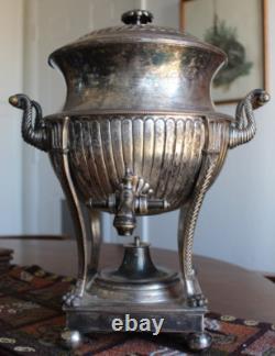 Antique Old Sheffield Plate Silver Plate Samovar Coffee Tea Hot Water Urn