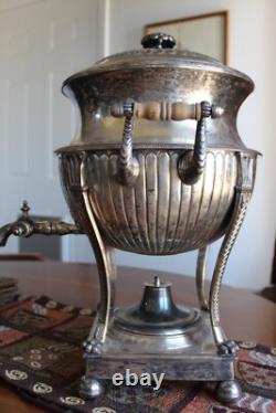 Antique Old Sheffield Plate Silver Plate Samovar Coffee Tea Hot Water Urn