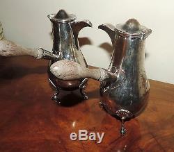 Antique Old Sheffield Silver on Copper Pot Coffee Hot Water Tea Chocolate Heart