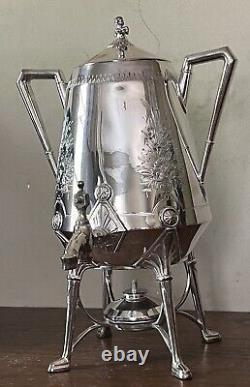 Antique Ornate Reed & Barton Silver Plate Tea Samovar 14 Tall Dated 1868