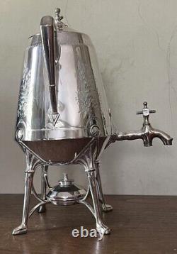 Antique Ornate Reed & Barton Silver Plate Tea Samovar 14 Tall Dated 1868