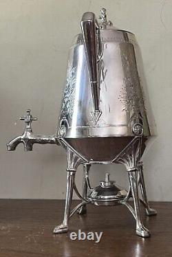 Antique Ornate Reed & Barton Silver Plate Tea Samovar 14 Tall Dated 1868