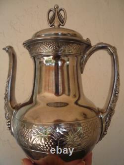 Antique Pairpoint Quadruple Plate #317 Repousse Grapes & Vine Coffee/tea Set