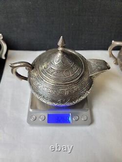 Antique Persian Silverplate Tea Set 3 Piece