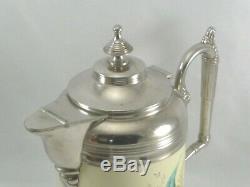 Antique Pewter Enamel Graniteware Calla Lily 10 Coffee Tea Pot Pitcher