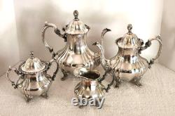 Antique Poole EPCA Lancaster Rose 400 Silver Plate Tea Coffee Set 4-Piece