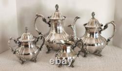 Antique Poole EPCA Lancaster Rose 400 Silver Plate Tea Coffee Set 4-Piece
