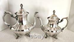 Antique Poole EPCA Lancaster Rose 400 Silver Plate Tea Coffee Set 4-Piece