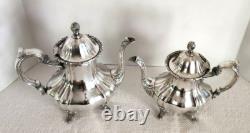 Antique Poole EPCA Lancaster Rose 400 Silver Plate Tea Coffee Set 4-Piece