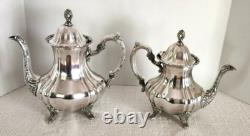 Antique Poole EPCA Lancaster Rose 400 Silver Plate Tea Coffee Set 4-Piece