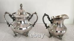 Antique Poole EPCA Lancaster Rose 400 Silver Plate Tea Coffee Set 4-Piece