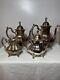 Antique Poole Epca Lancaster Rose 400 Silver Plate Tea Coffee Teapot Set 4-pc