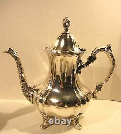 Antique Poole EPCA Lancaster Rose 400 Silver Plate Tea Coffee Teapot Set 4-pc