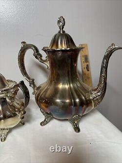 Antique Poole EPCA Lancaster Rose 400 Silver Plate Tea Coffee Teapot Set 4-pc