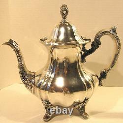 Antique Poole EPCA Lancaster Rose 400 Silver Plate Tea Coffee Teapot Set 4-pc