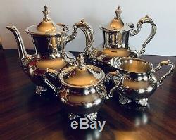 Antique Poole Silver Company Silver Plate 4-pc Coffee Tea Service-Top Condition